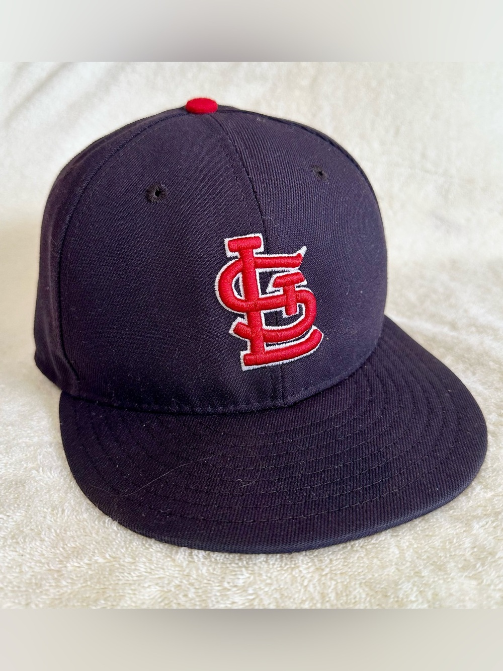 St Louis Cardinals New Era 59FIFTY Fitted Hat Navy Blue On Field Cap Size 7 3/8